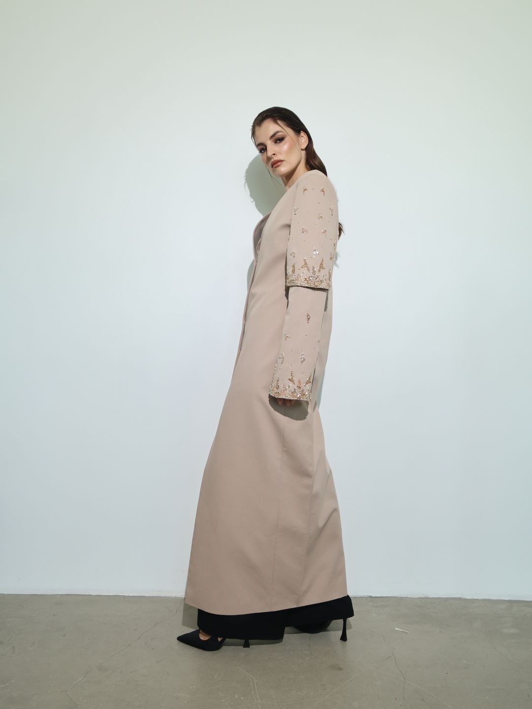 Blush Bell-Sleeve Embroidered Coat - 2