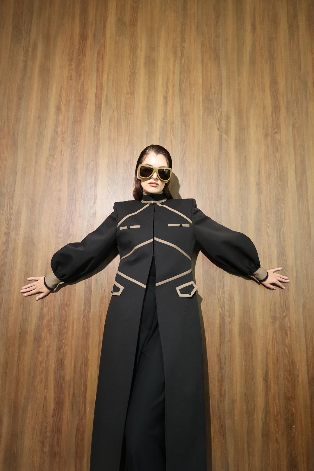 Black Cutwork Bodice Long Coat - 13