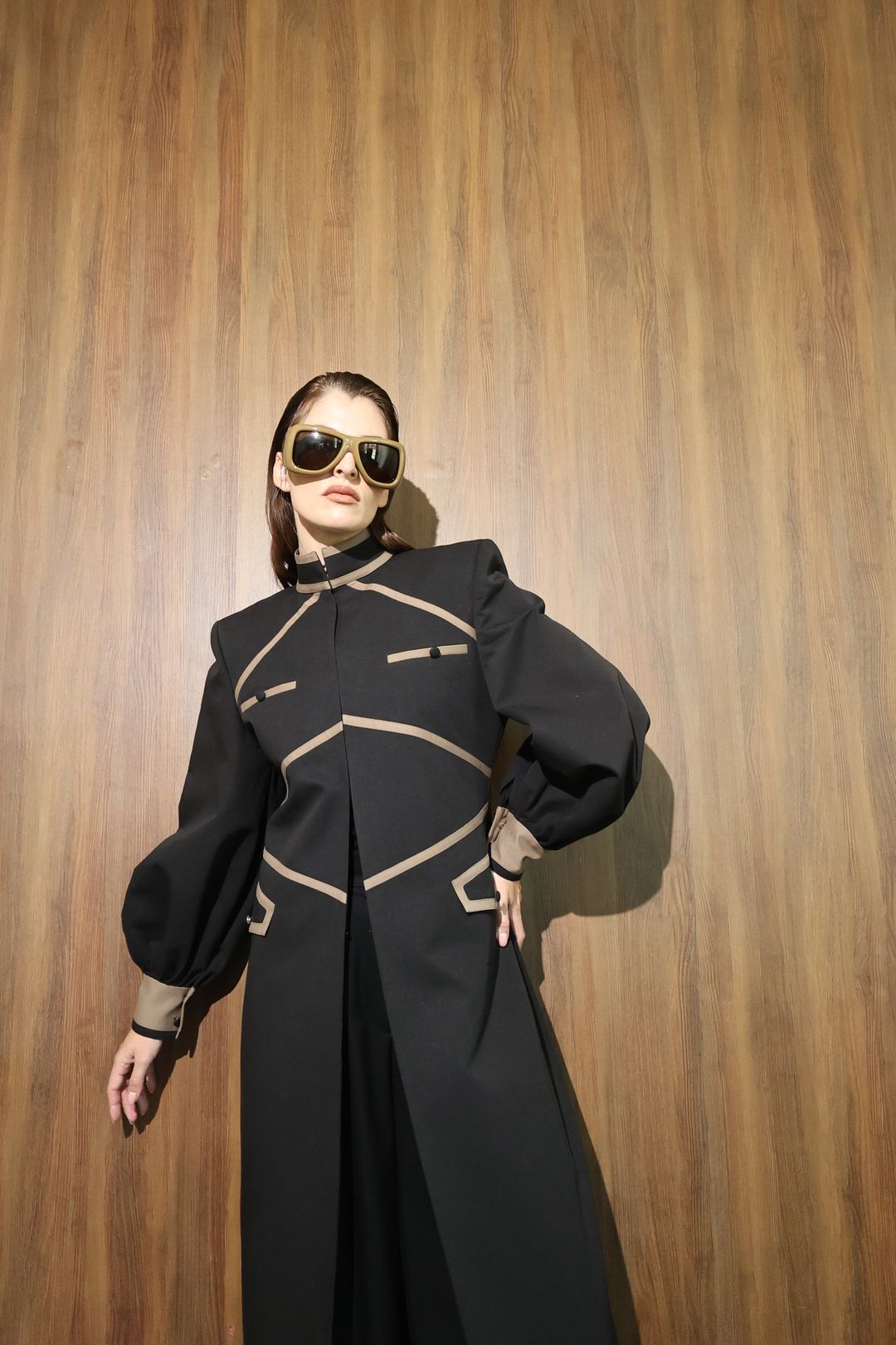 Black Cutwork Bodice Long Coat - 12