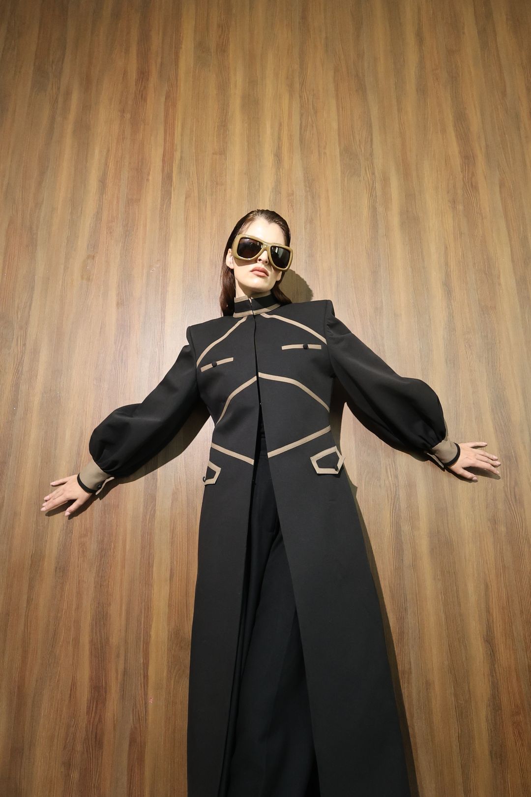 Black Cutwork Bodice Long Coat - 10