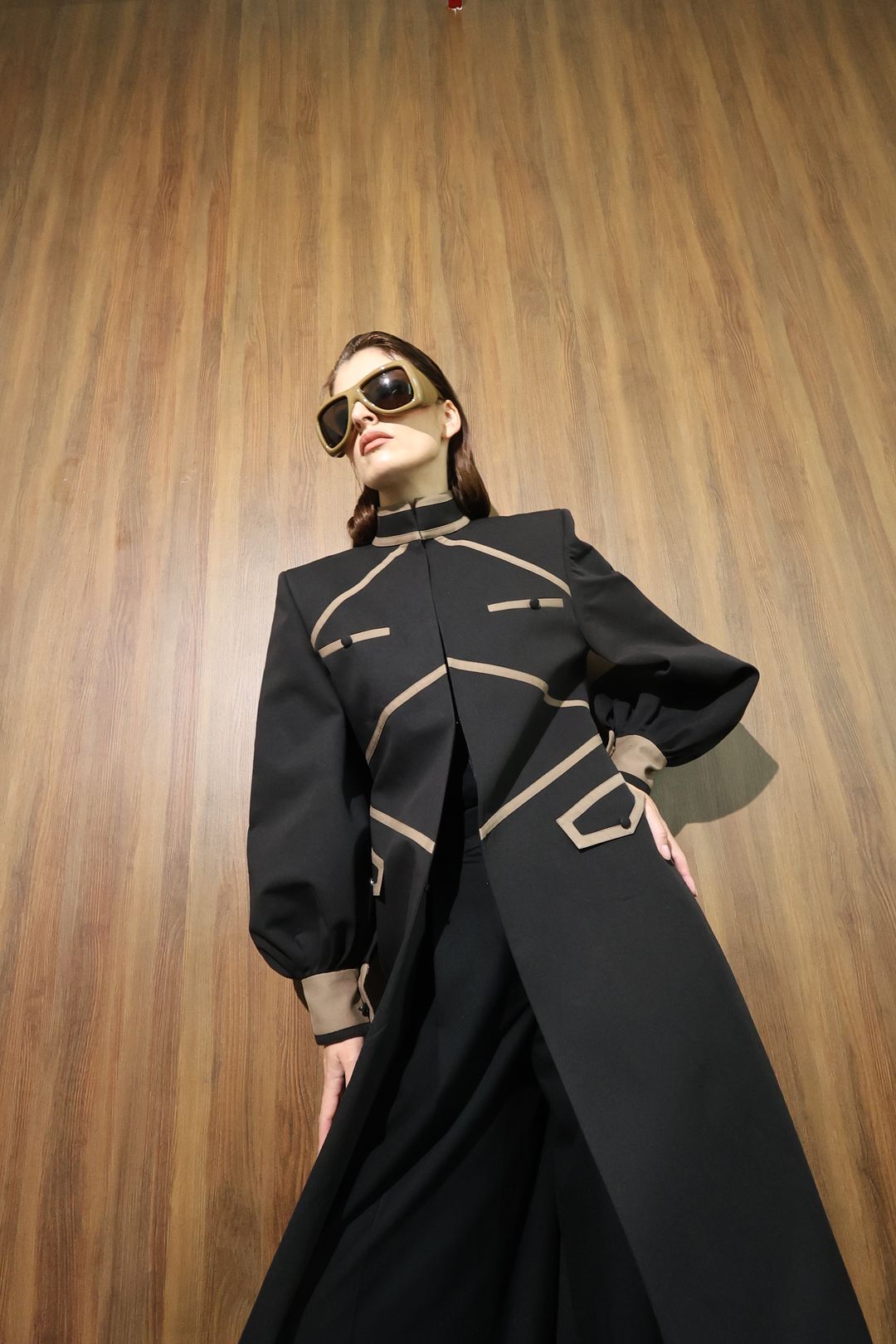 Black Cutwork Bodice Long Coat - 9