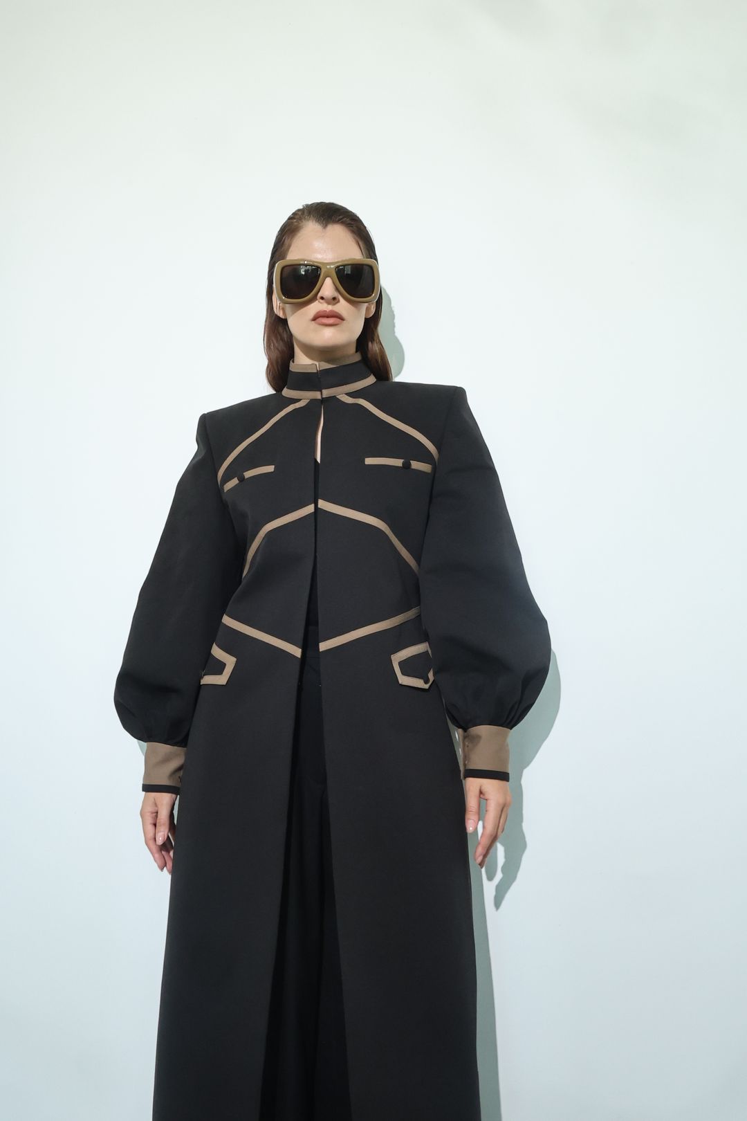 Black Cutwork Bodice Long Coat - 6