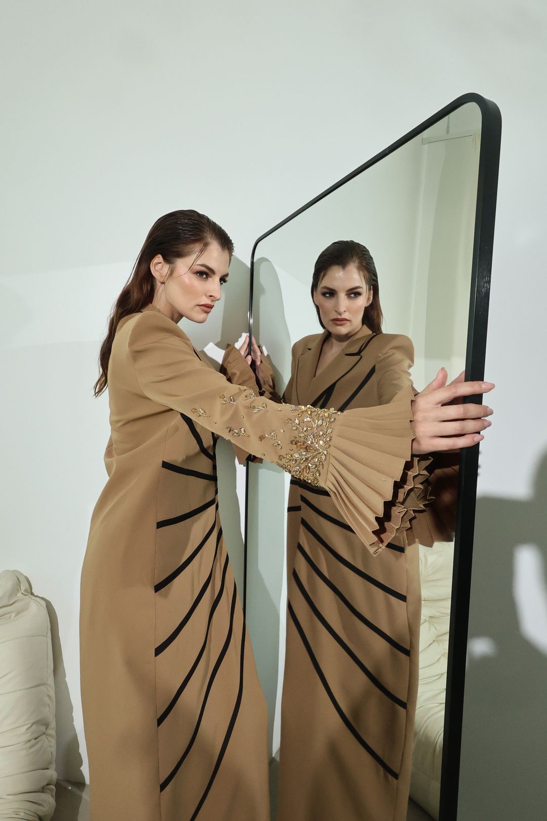Camel Soutache Flared-Cuff Coat - 14