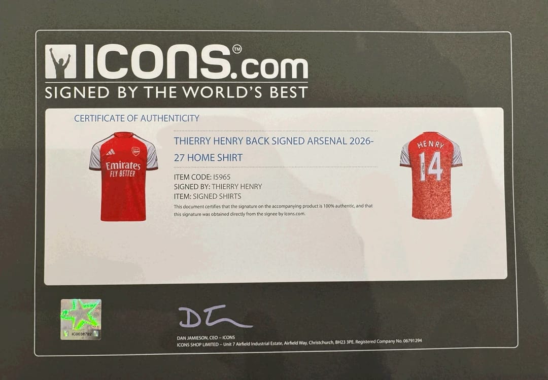 Thierry Henry Signed 2026/27 Arsenal Jersey (ICONS) - 10