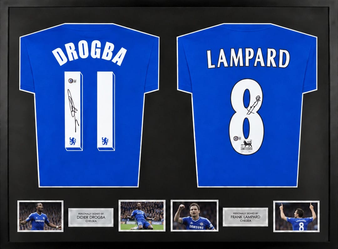 Didier Drogba & Frank Lampard Signed Chelsea Jerseys (Dual Framed) - 1