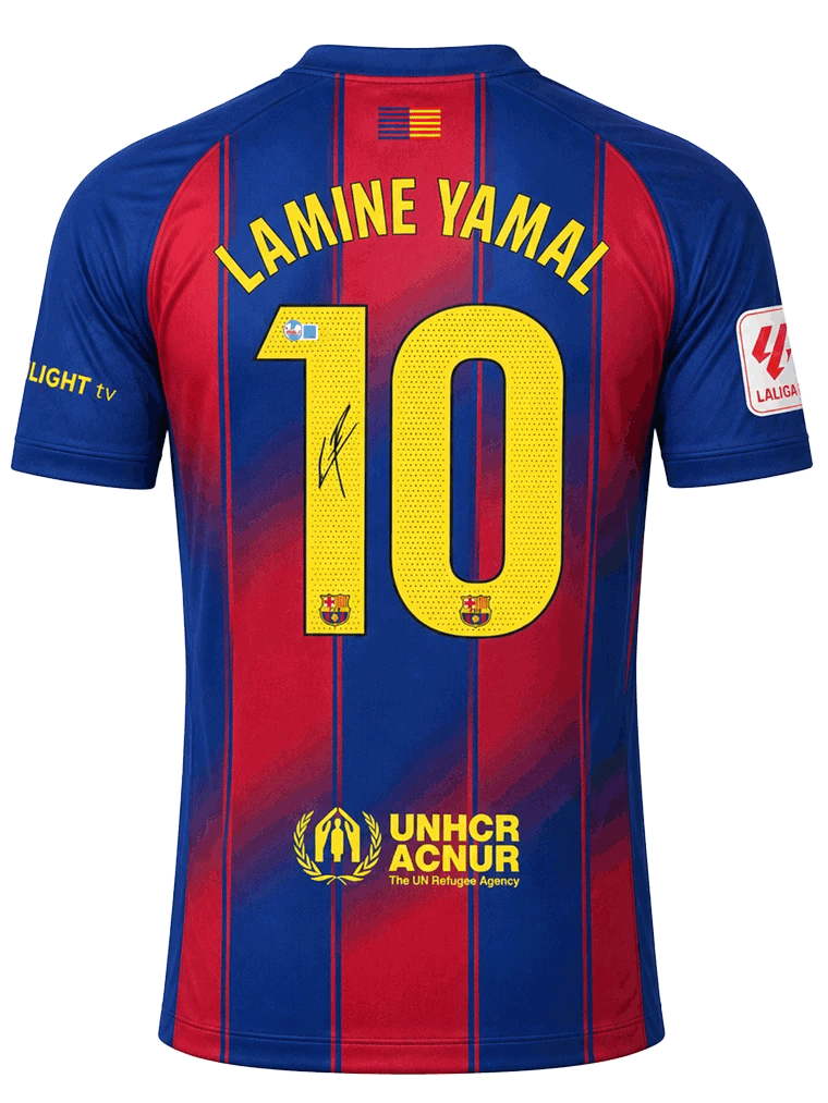 Lionel Messi & Lamine Yamal Signed Barcelona Jerseys (Dual Framed) - 3