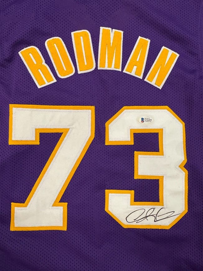 Dennis Rodman Signed Los Angeles Lakers Jersey (BECKETT) - 11