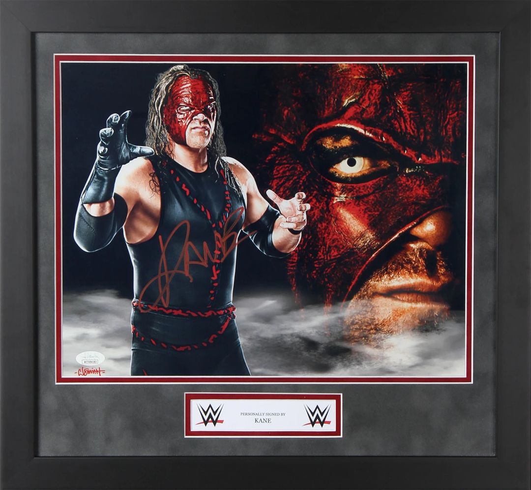 Kane Signed WWE FRAMED Poster (JSA) - 1