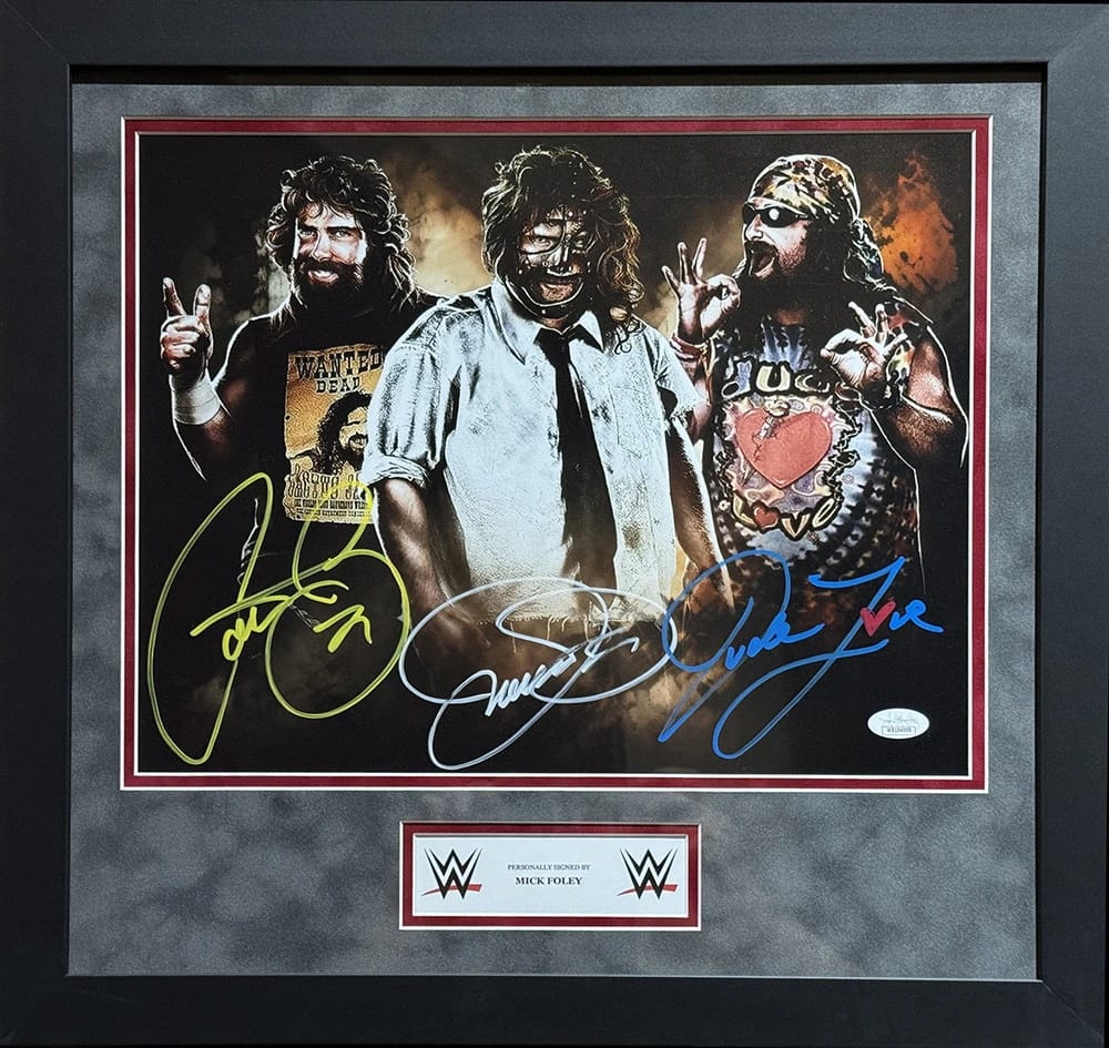 Mick Foley Signed WWE FRAMED Poster (JSA) - 1