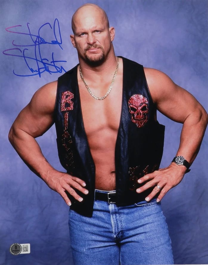 "Stone Cold" Steve Austin Signed WWE FRAMED POSTER (Beckett) - 2