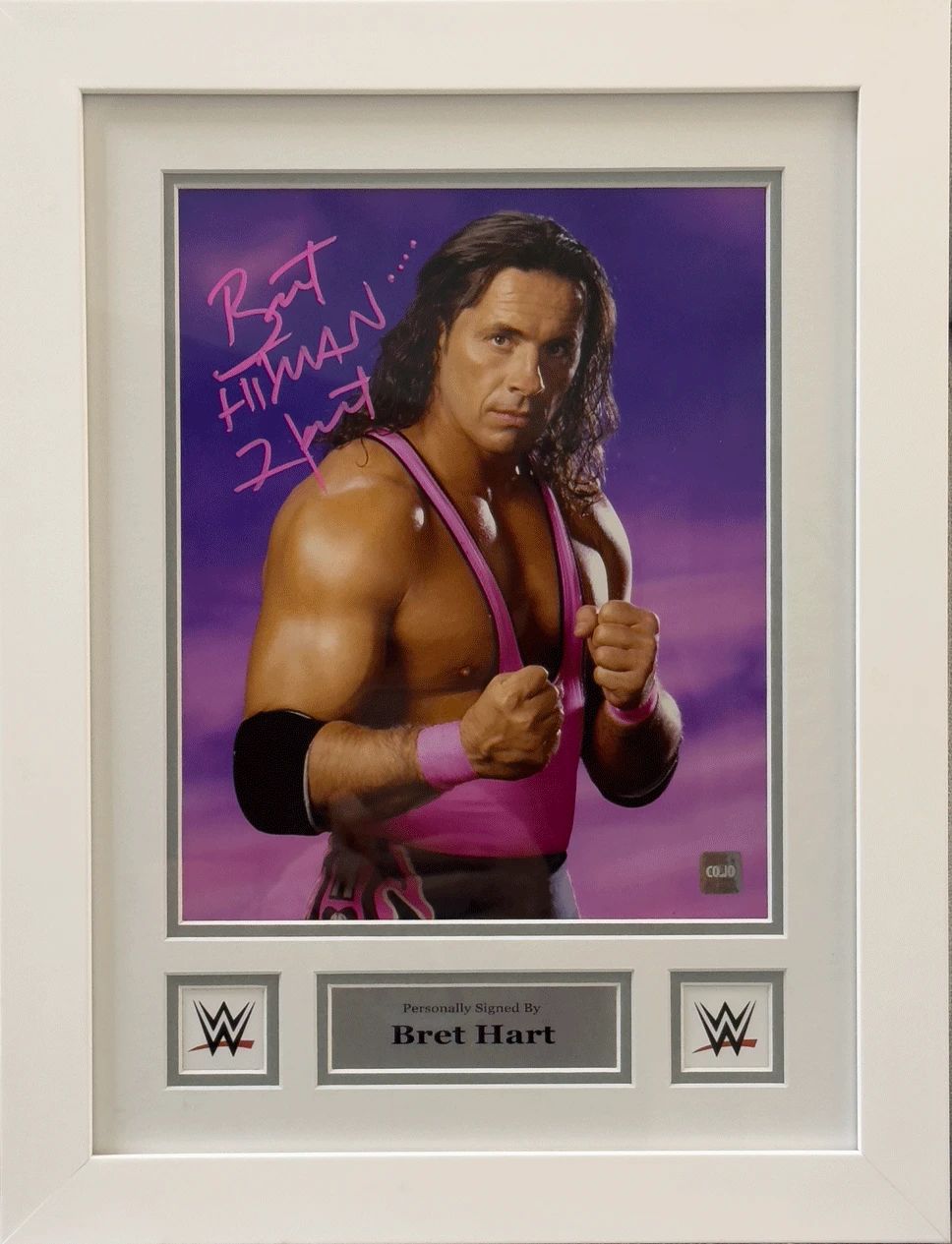 Bret "Hitman" Hart Signed WWE FRAMED Poster (COJO) - 1
