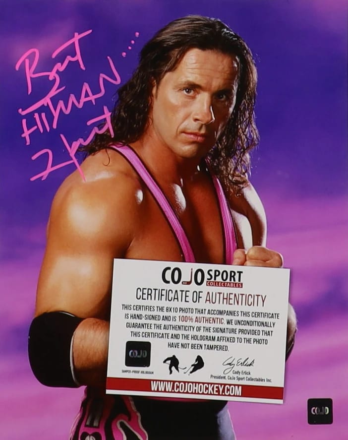 Bret "Hitman" Hart Signed WWE FRAMED Poster (COJO) - 3