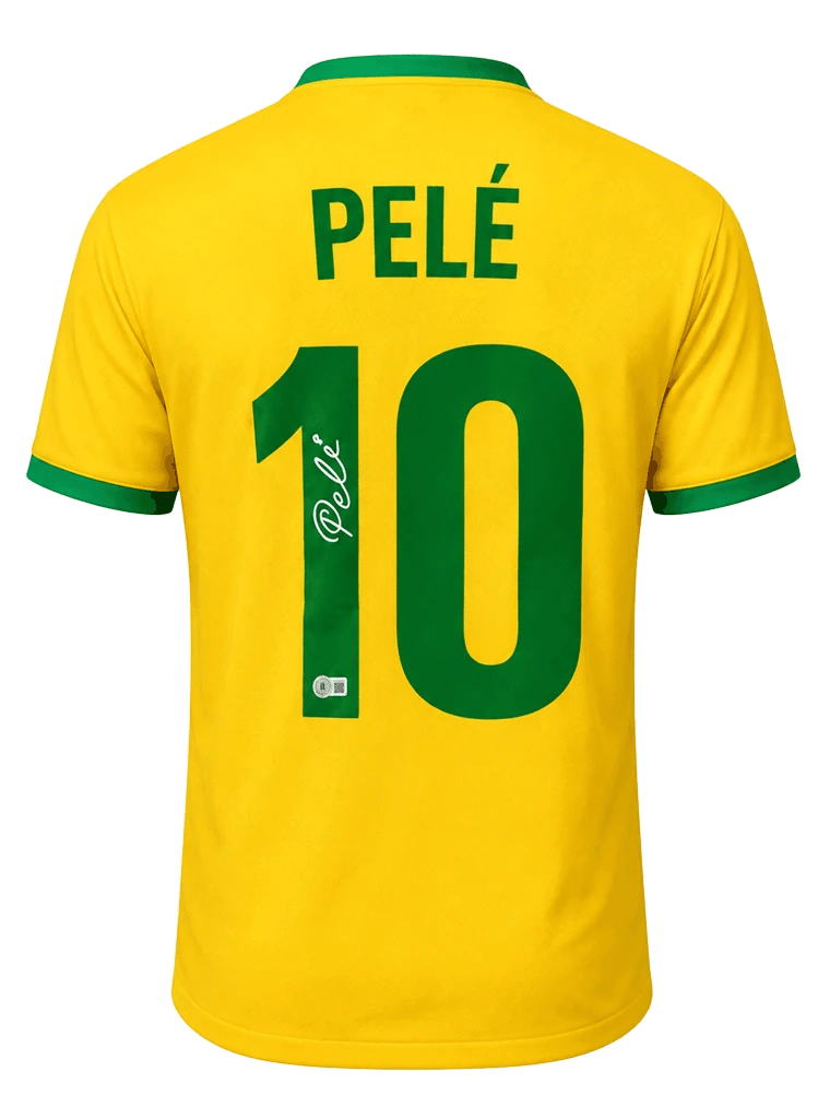 Pelé Signed 1970 Brazil Retro Jersey (BECKETT) - 4