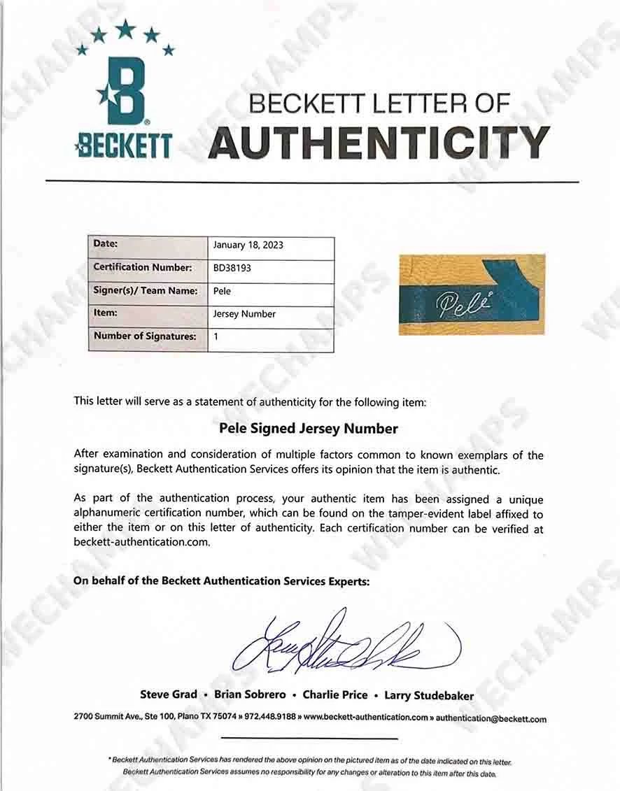 Pelé Signed 1970 Brazil Retro Jersey (BECKETT) - 9