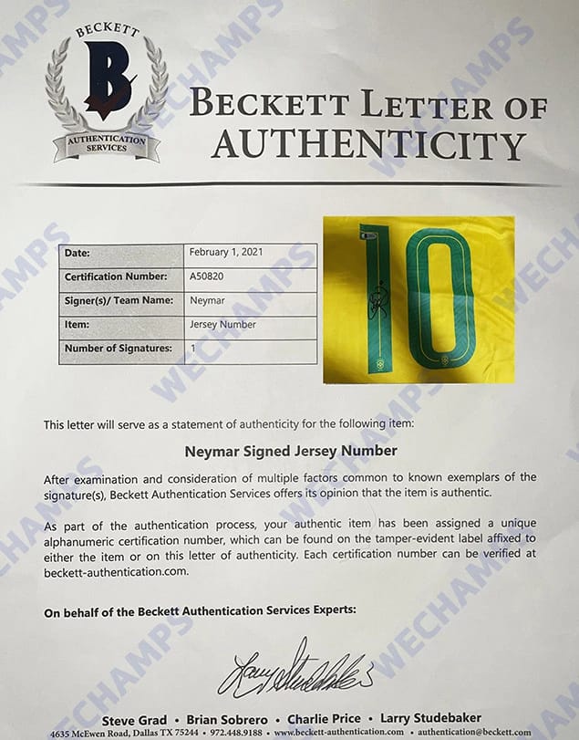 Neymar JR Signed 2022 Brazil Jersey (BECKETT) - 8