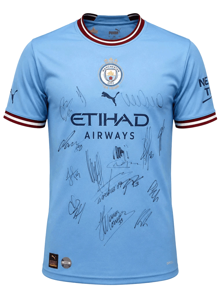 MANCHESTER CITY 2022/23 SQUAD SIGNED JERSEY - 4