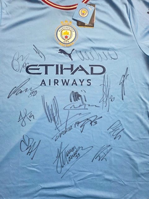 MANCHESTER CITY 2022/23 SQUAD SIGNED JERSEY - 5