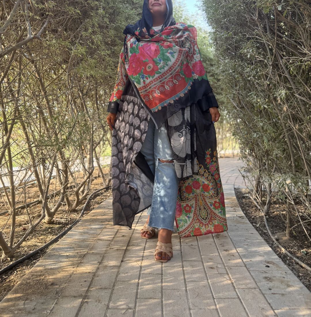 Cotton Abaya w Chiffon Tarha T4 - 5