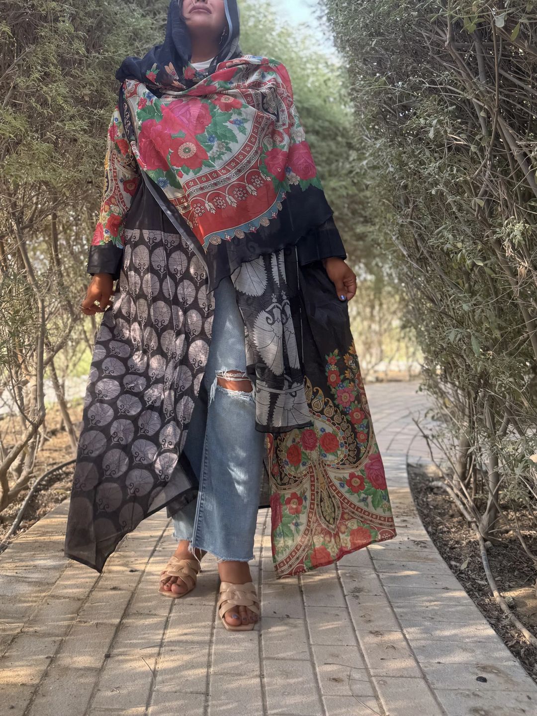 Cotton Abaya w Chiffon Tarha T4 - 7