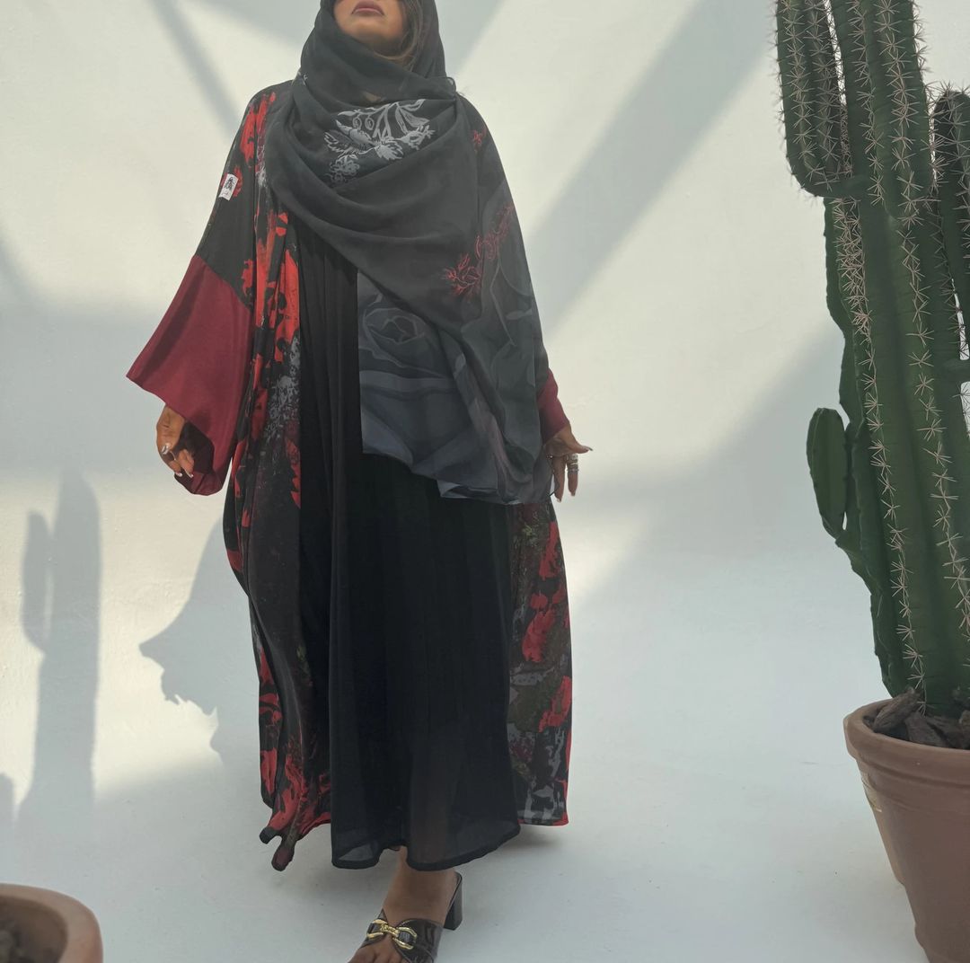 Flame Silk Abaya Georgette Tarha k2 - 6