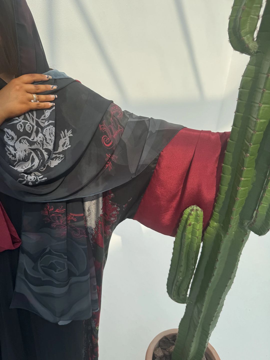 Flame Silk Abaya Georgette Tarha k2 - 7