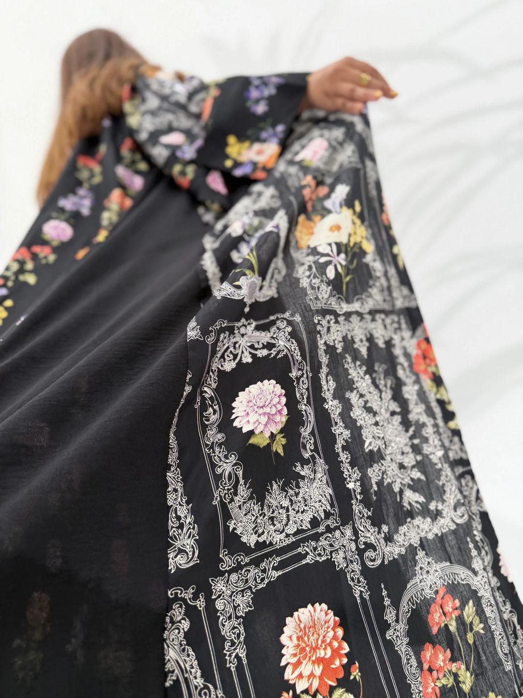 Cotton Abaya w Chiffon Tarha M2 - 3