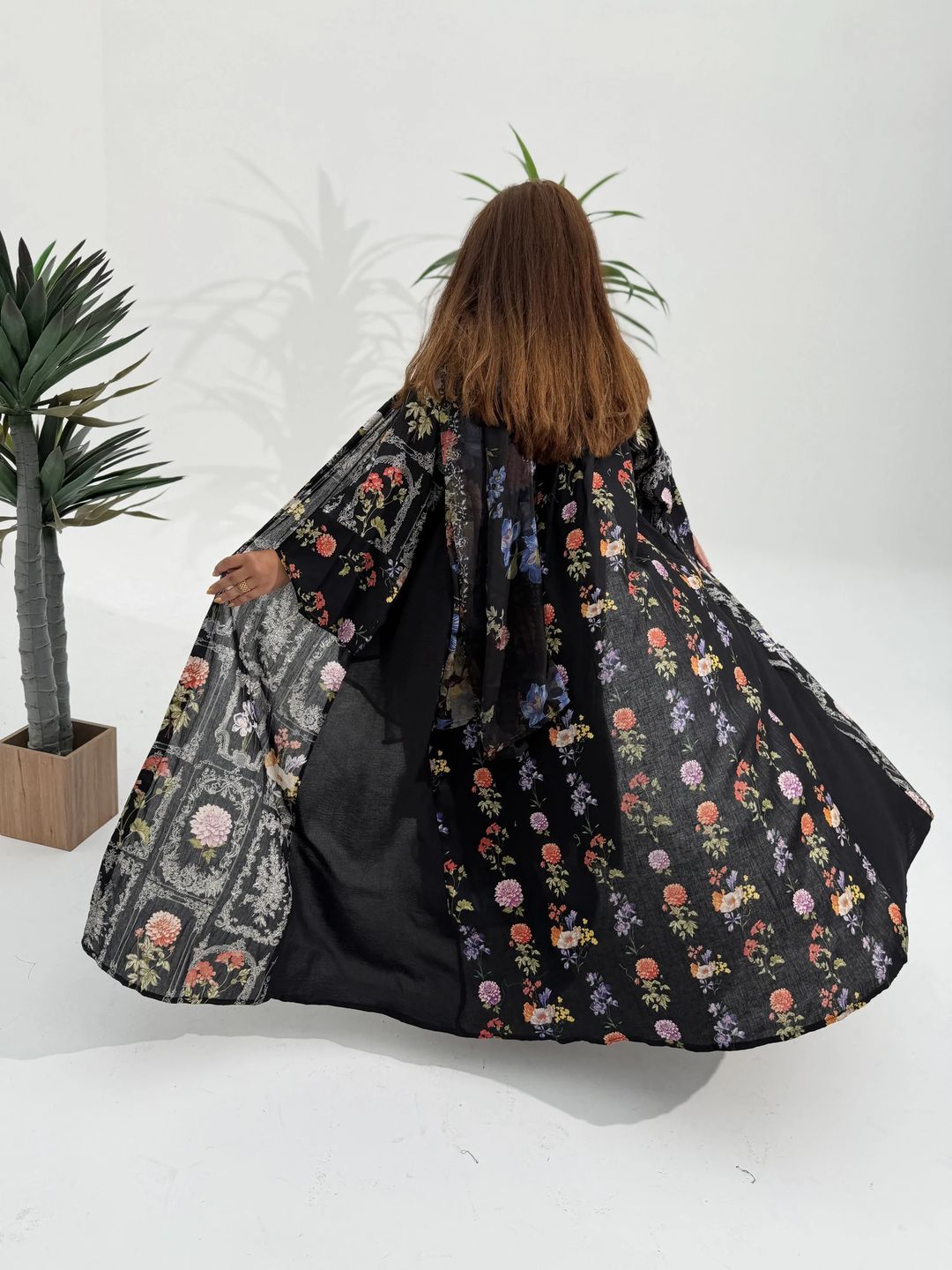 Cotton Abaya w Chiffon Tarha M2 - 5