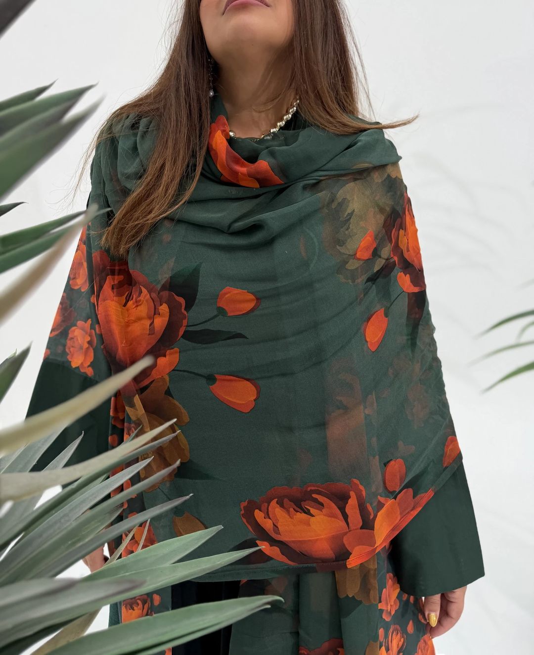 Cotton Abaya w Chiffon Tarha M15 - 2