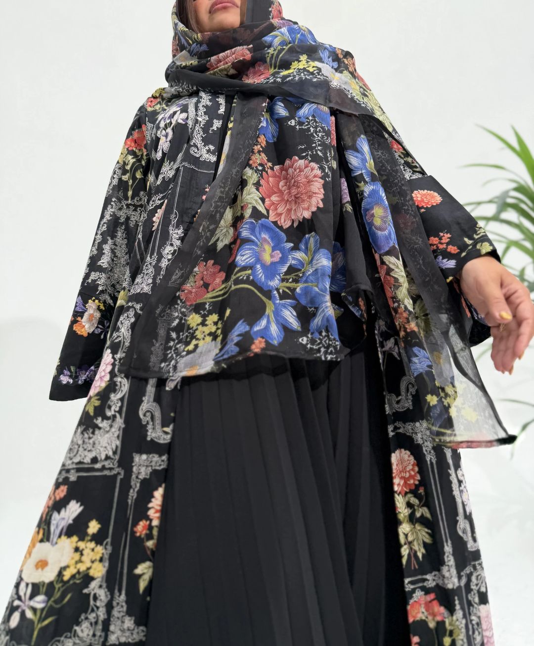 Cotton Abaya w Chiffon Tarha M2 - 6