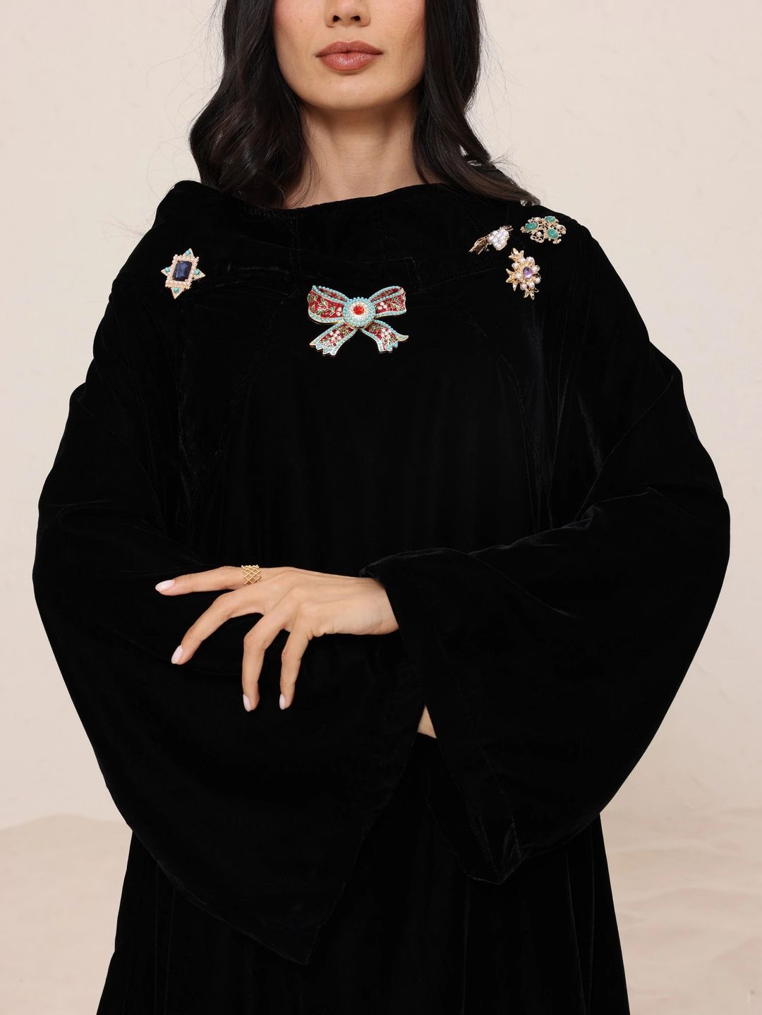 Black Velvet with Tafta Kaftan R2 - 2