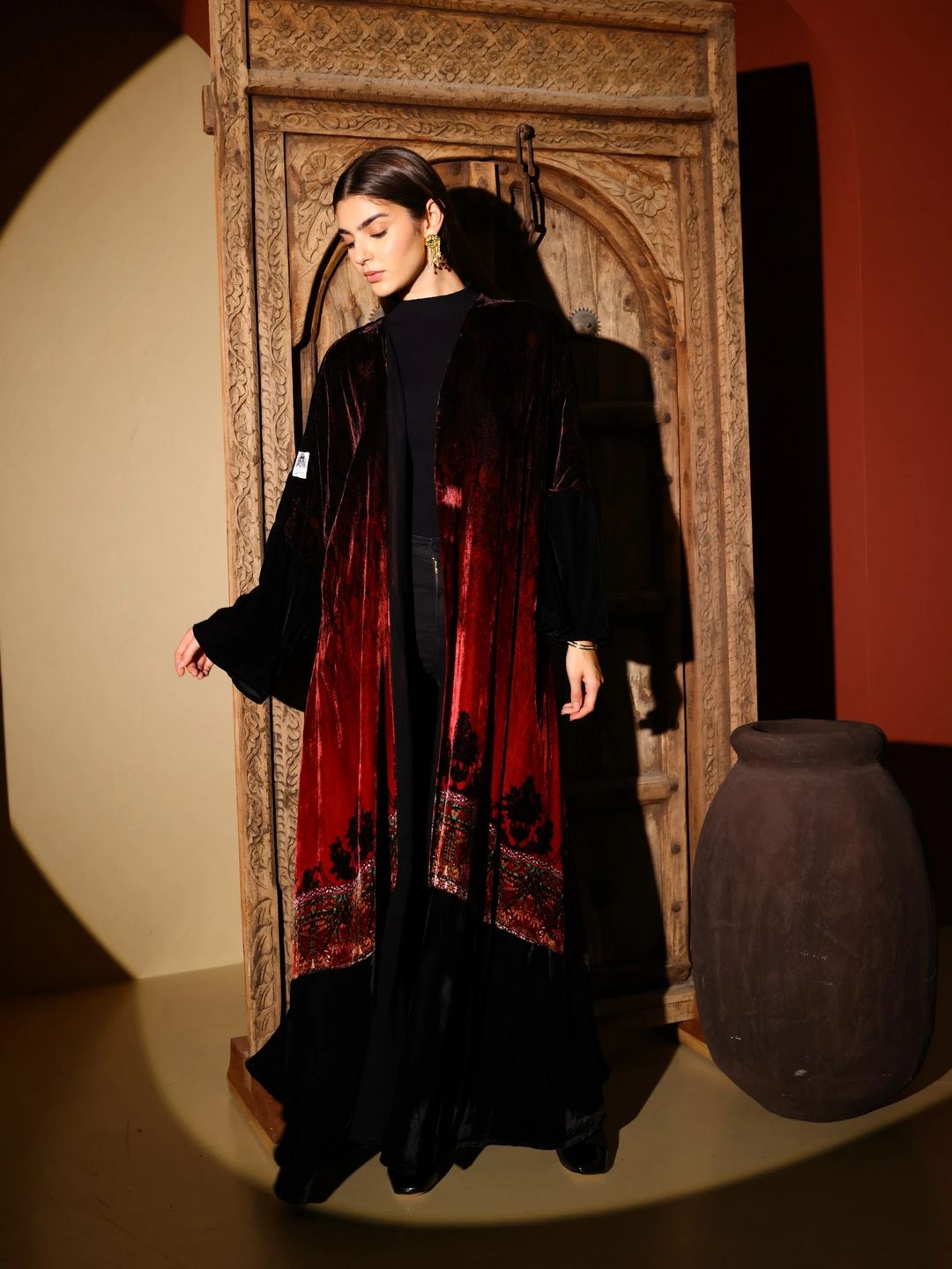 Velvet Abaya w Chiffon Tarha J6 - 4