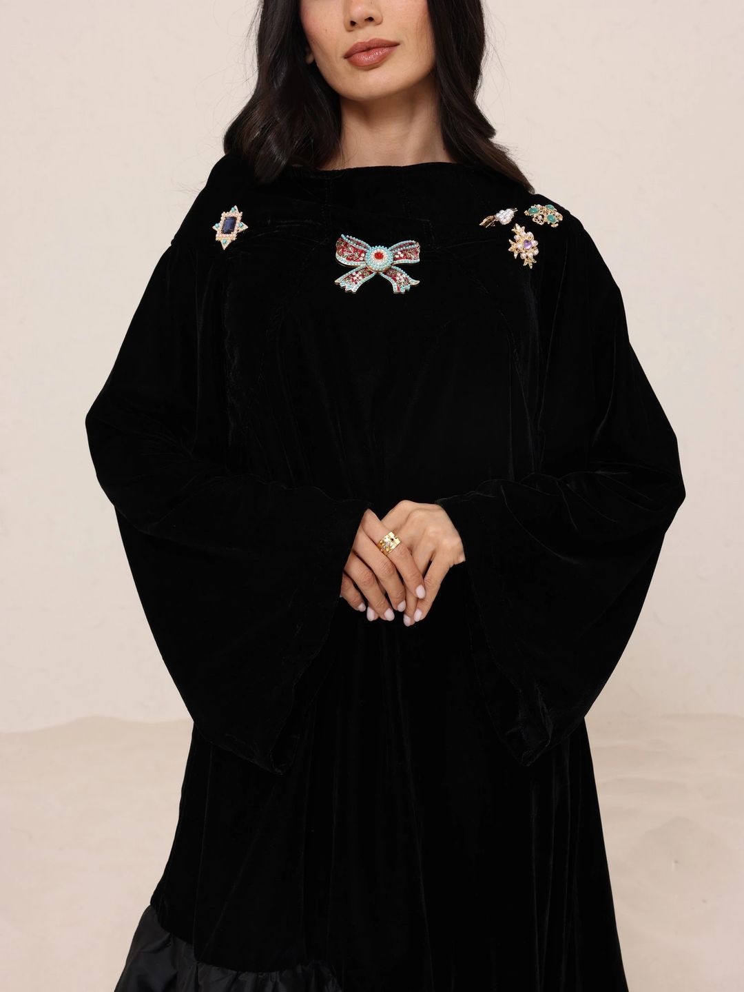 Black Velvet with Tafta Kaftan R2 - 8