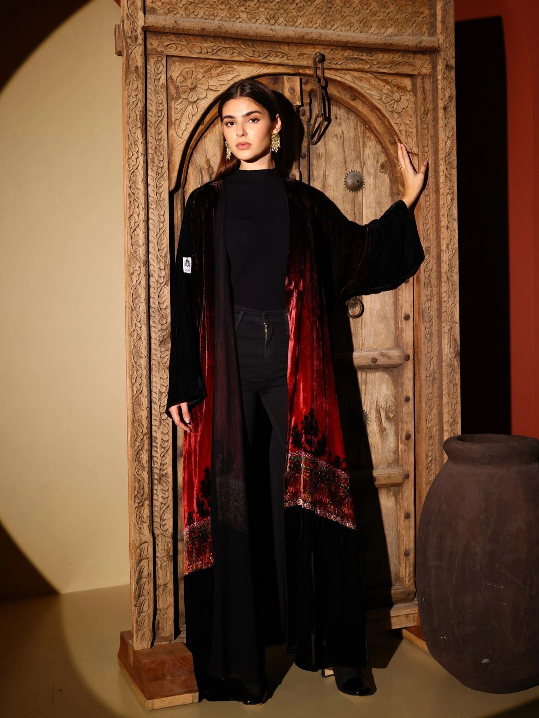Velvet Abaya w Chiffon Tarha J6 - 10
