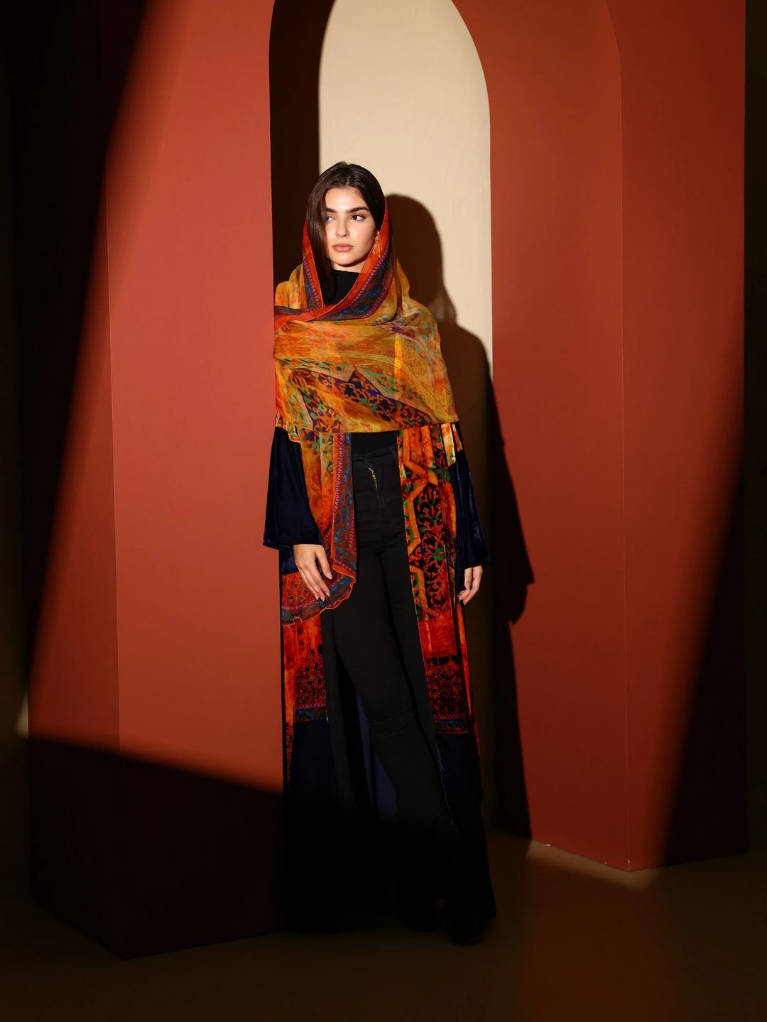 Velvet Abaya w Chiffon Tarha J8 - 6