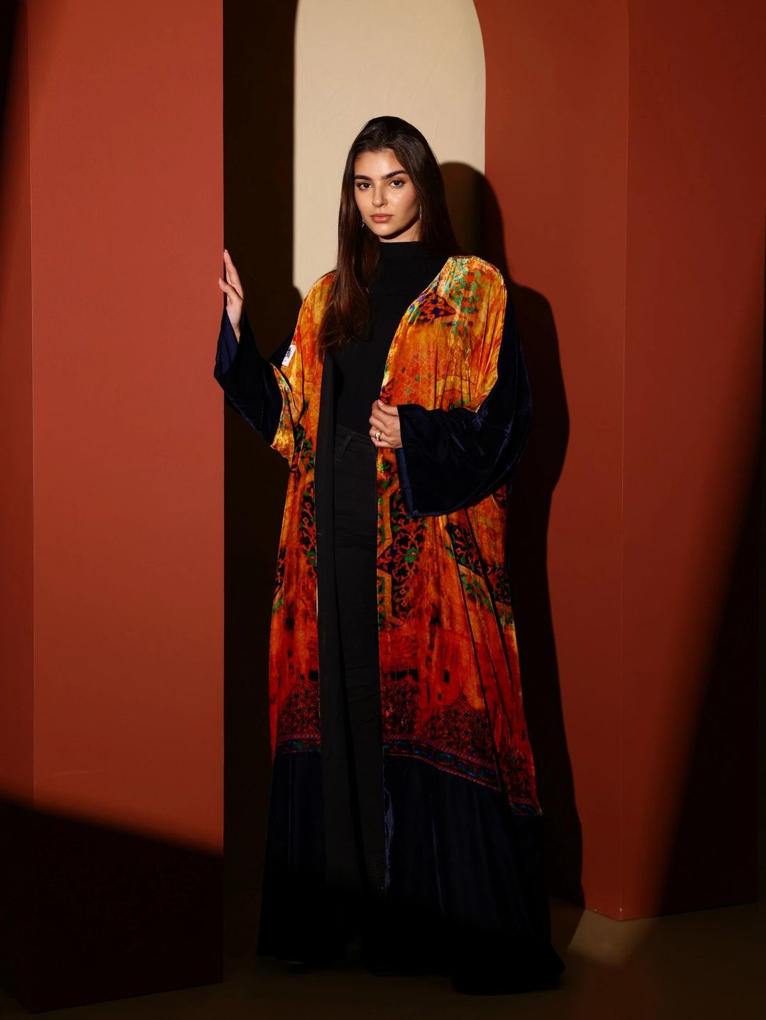 Velvet Abaya w Chiffon Tarha J8 - 9