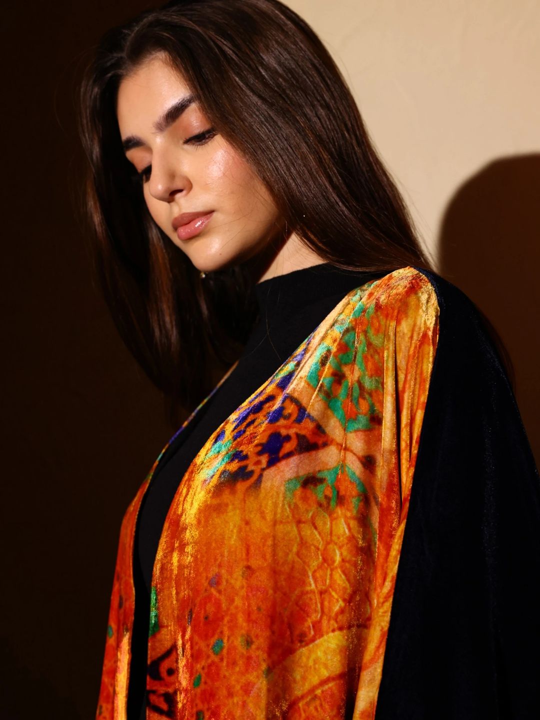 Velvet Abaya w Chiffon Tarha J8 - 7
