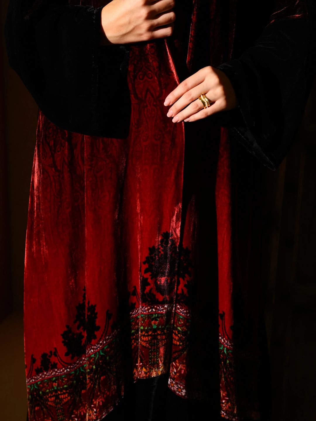 Velvet Abaya w Chiffon Tarha J6 - 11