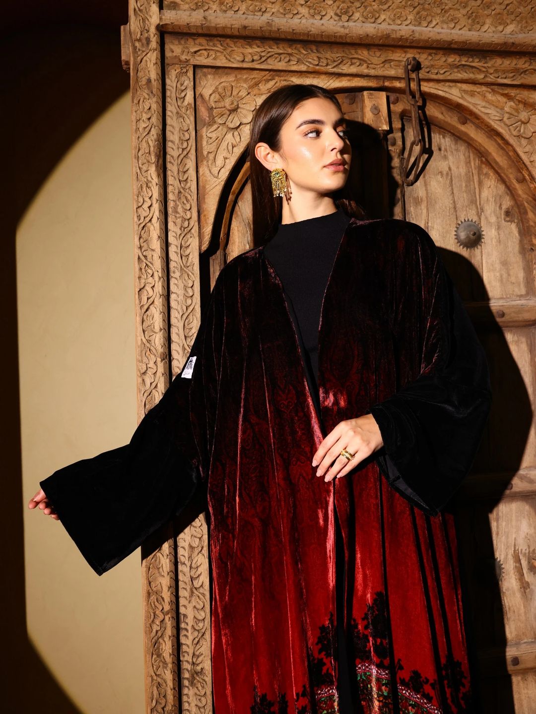 Velvet Abaya w Chiffon Tarha J6 - 12