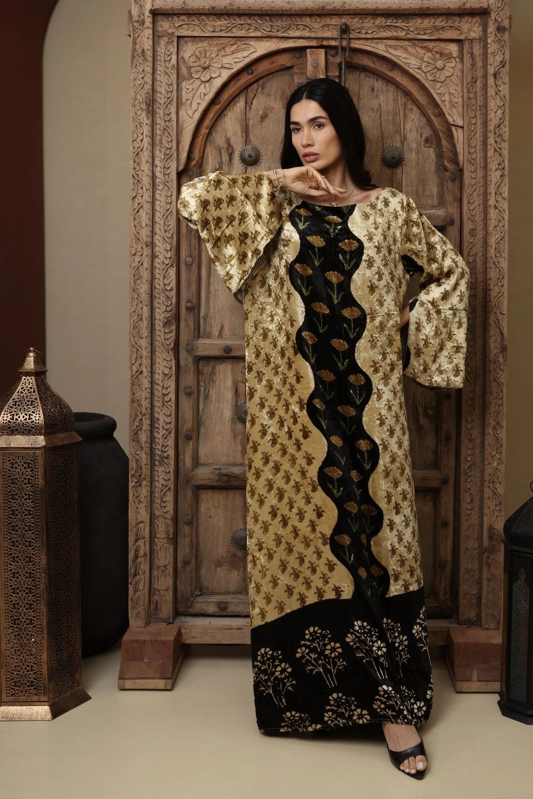 Silky Velvet Hand-block Kaftan A - 5