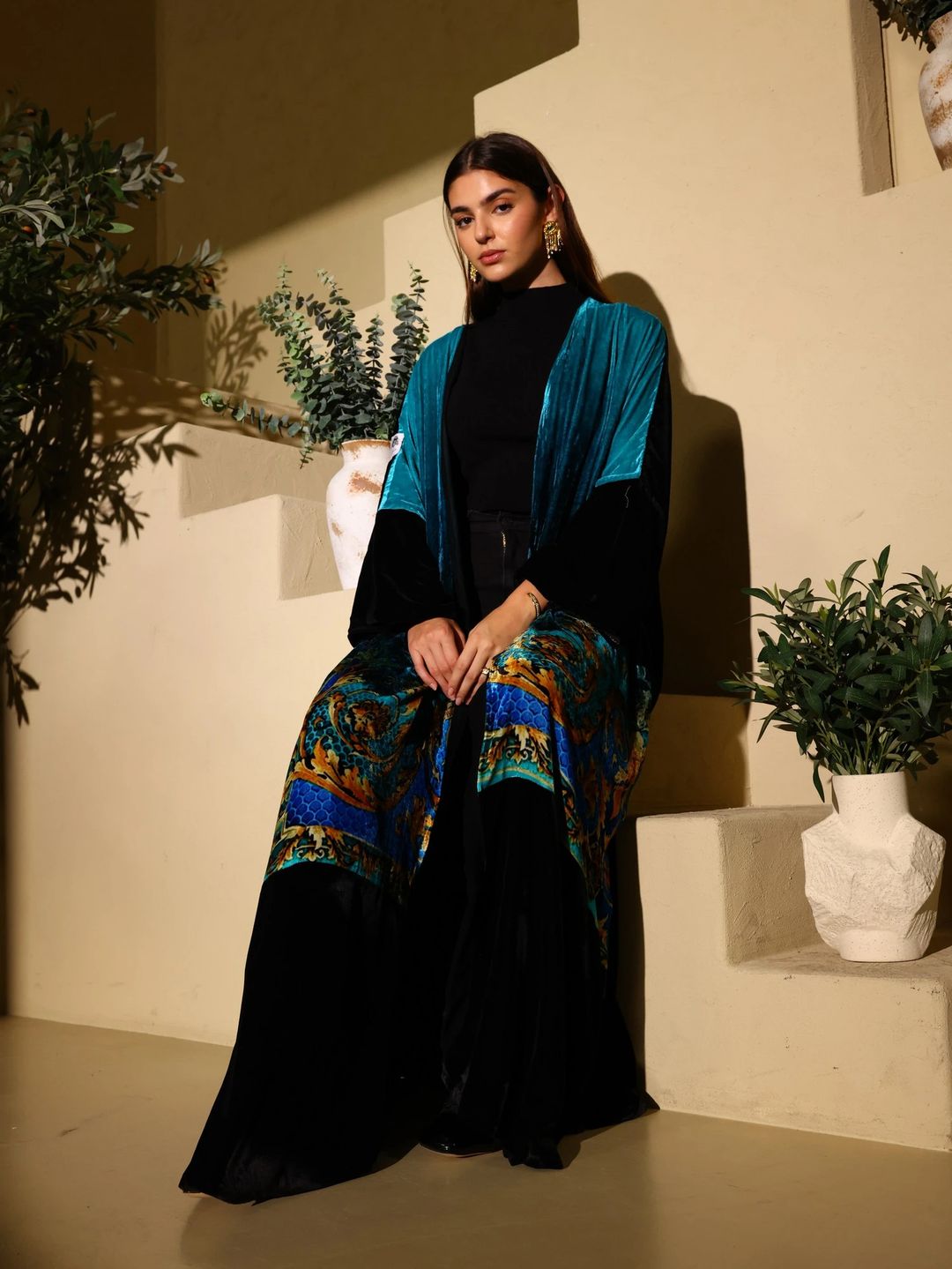 Velvet Abaya w Chiffon Tarha J9 - 8