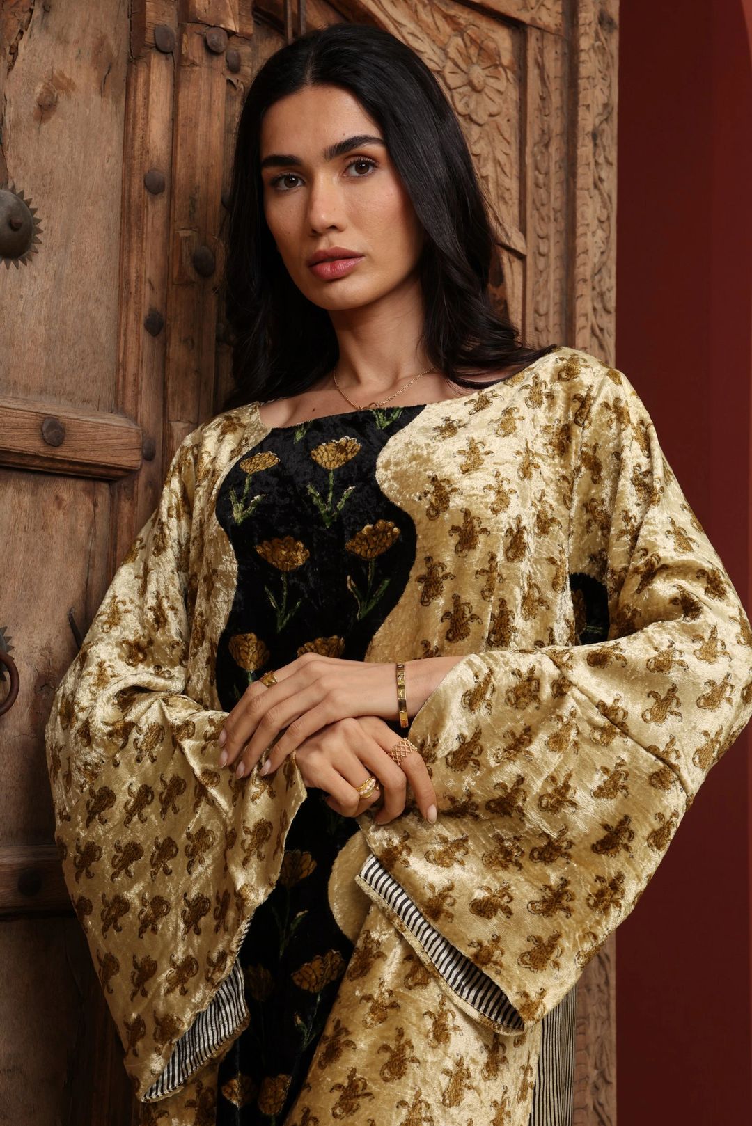 Silky Velvet Hand-block Kaftan A - 7
