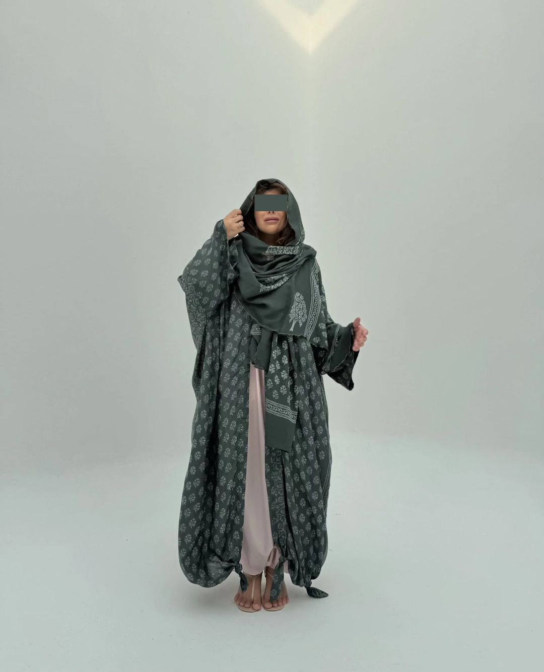 Silky Cotton Abaya w Cotton Tarha C3 - 2