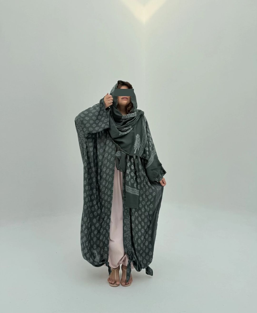 Silky Cotton Abaya w Cotton Tarha C3 - 7