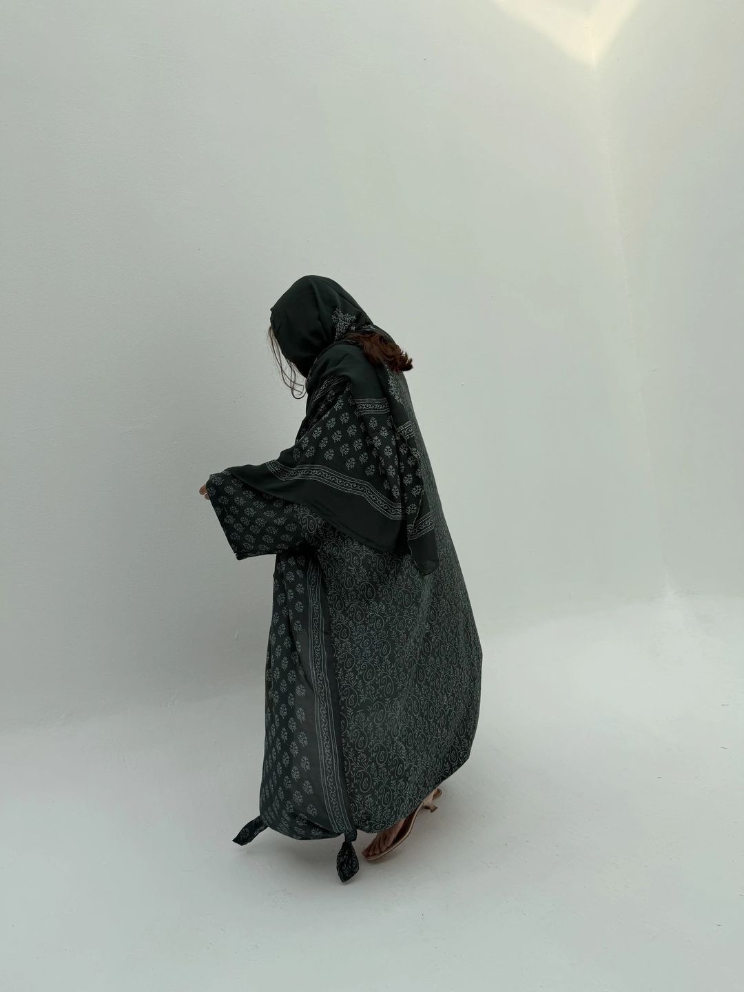 Silky Cotton Abaya w Cotton Tarha C3 - 6