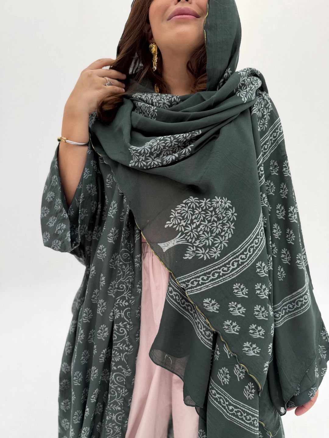 Silky Cotton Abaya w Cotton Tarha C3 - 10