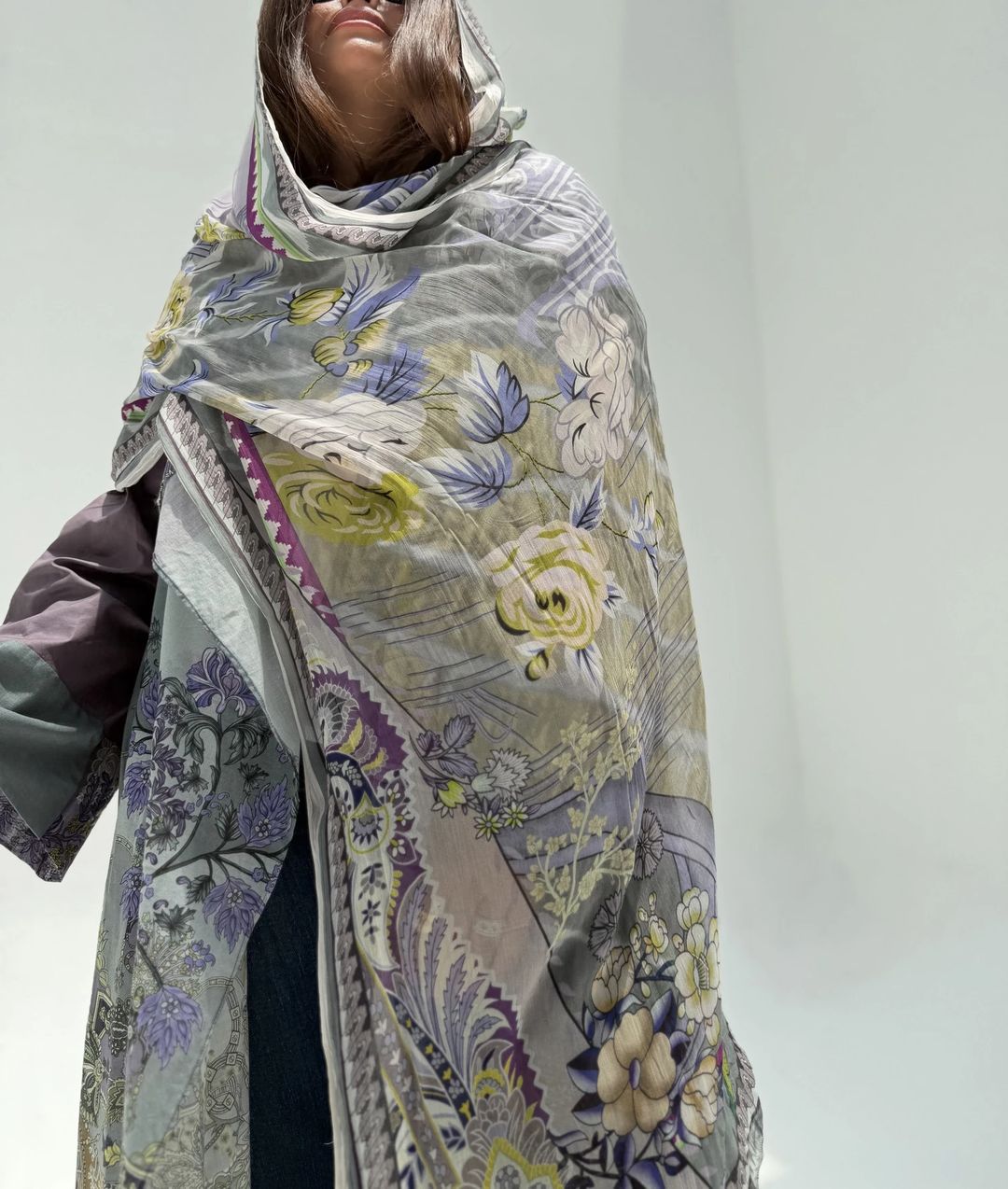 Cotton Abaya w Chiffon Tarha A4 - 3
