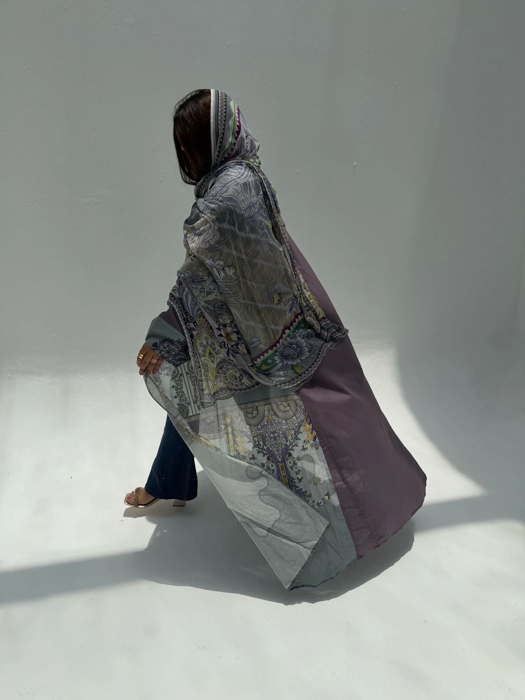 Cotton Abaya w Chiffon Tarha A4 - 4