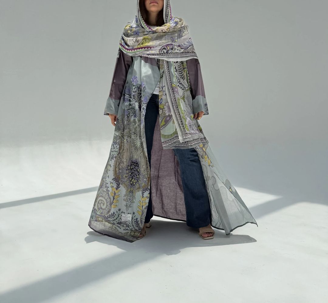 Cotton Abaya w Chiffon Tarha A4 - 5