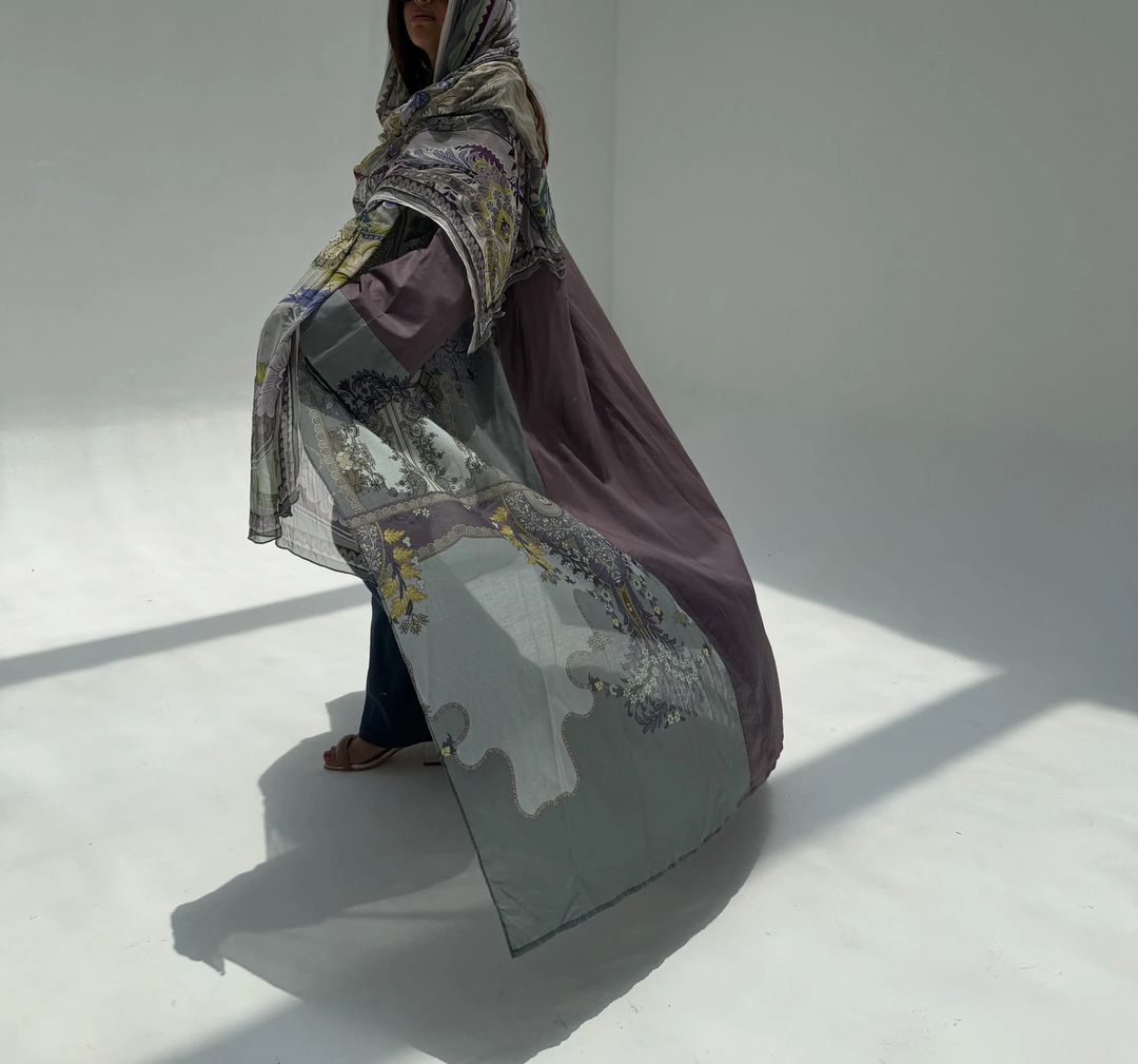 Cotton Abaya w Chiffon Tarha A4 - 7