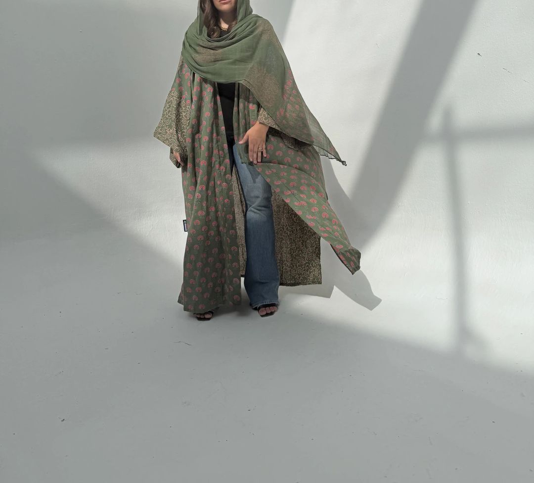 Cotton Abaya w Cotton Tarha E28 - 1
